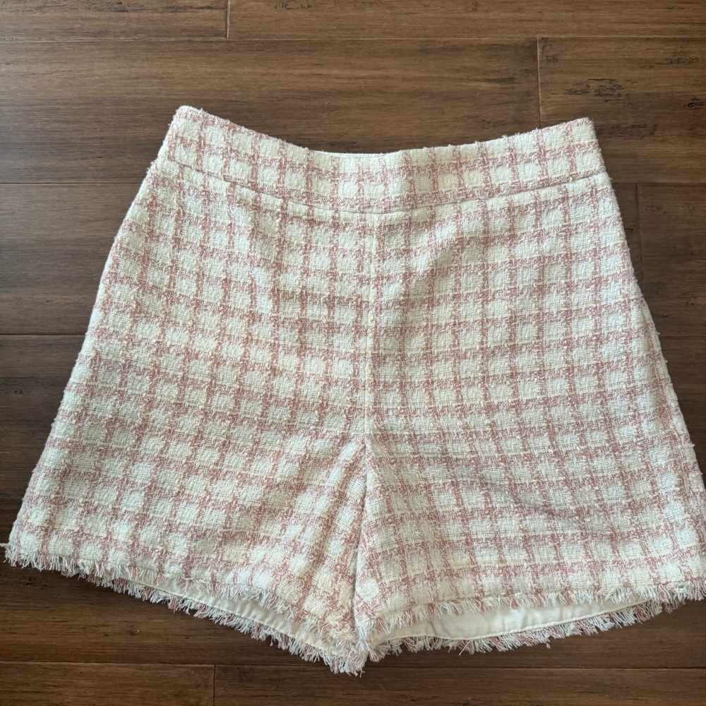 Ann Taylor High Waisted Woven Plaid Shorts
